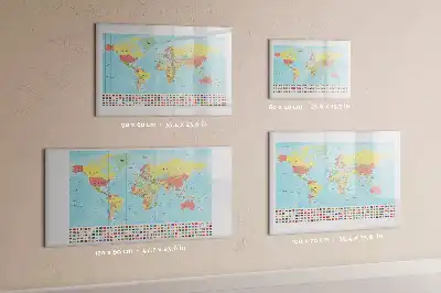 Magnetic glass dry erase board with a geographic world map design
