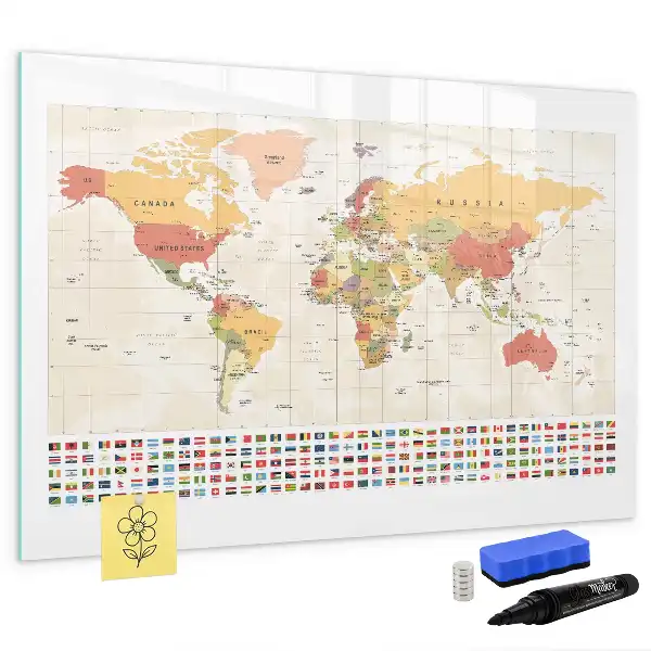 Magnetic world map marker board project display board