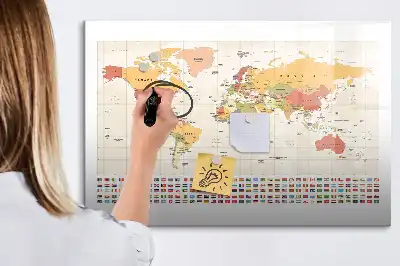 Magnetic world map marker board project display board