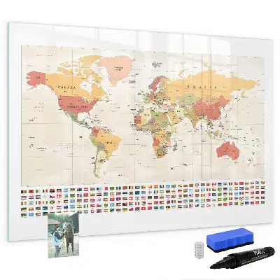 Magnetic world map marker board project display board