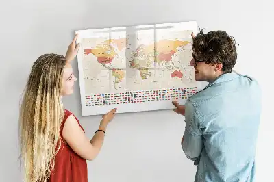 Magnetic world map marker board project display board