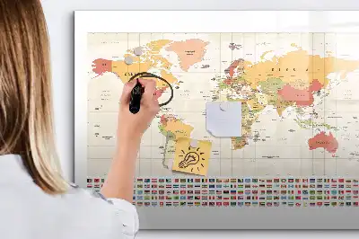 Magnetic world map marker board project display board
