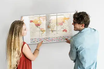 Magnetic world map marker board project display board