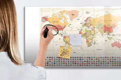 Magnetic world map marker board project display board