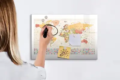 Magnetic world map marker board project display board