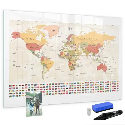 Magnetic world map marker board project display board