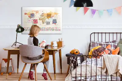 Magnetic world map marker board project display board