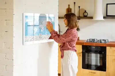 Magnetic glass dry erase board continent maps design