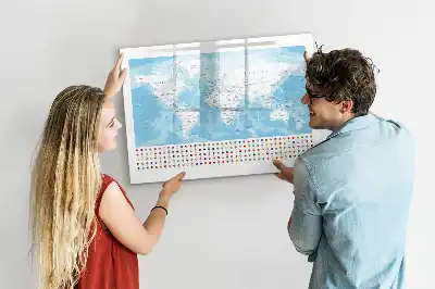 Magnetic glass dry erase board continent maps design