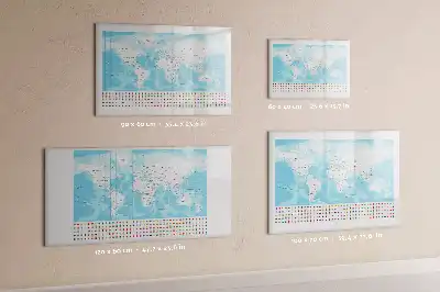 Magnetic glass dry erase board continent maps design