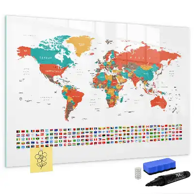 Magnetic marker board colorful world map design