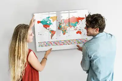 Magnetic marker board colorful world map design
