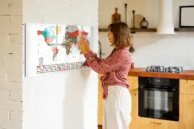 Magnetic marker board colorful world map design