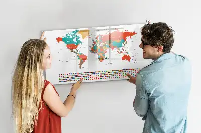 Magnetic marker board colorful world map design