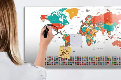 Magnetic marker board colorful world map design