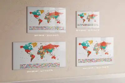 Magnetic marker board colorful world map design
