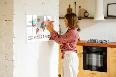 Magnetic marker board colorful world map design