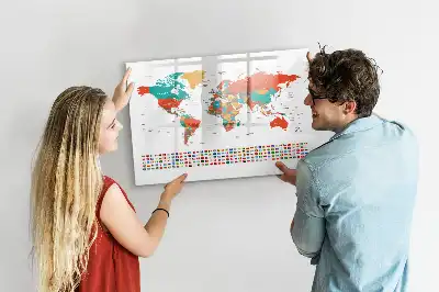 Magnetic marker board colorful world map design
