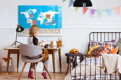 Magnetic glass dry erase board with an outline map of countries