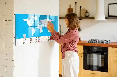 Magnetic glass dry erase board with an outline map of countries