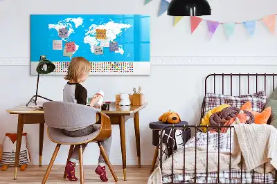Magnetic glass dry erase board with an outline map of countries