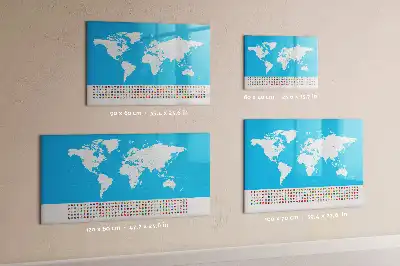 Magnetic glass dry erase board with an outline map of countries