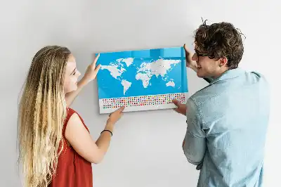 Magnetic glass dry erase board with an outline map of countries