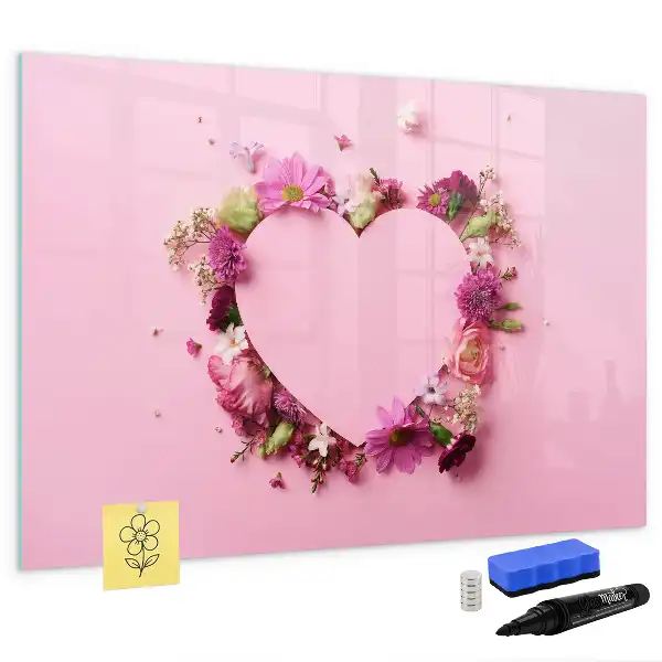Magnetic marker board heart of flowers design