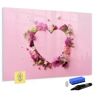 Magnetic marker board heart of flowers design