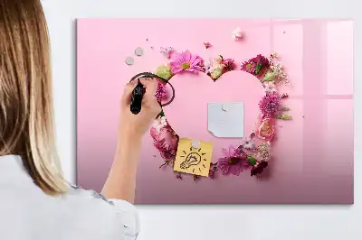 Magnetic marker board heart of flowers design