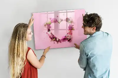 Magnetic marker board heart of flowers design