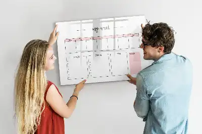 Magnetic glass dry erase board weekly planner