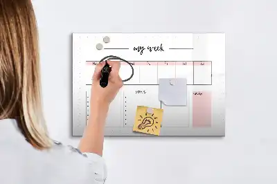 Magnetic glass dry erase board weekly planner