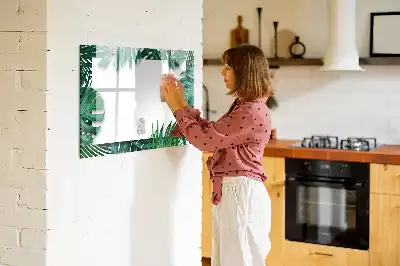 Magnetic glass dry erase board exotic leaves design