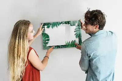 Magnetic glass dry erase board exotic leaves design
