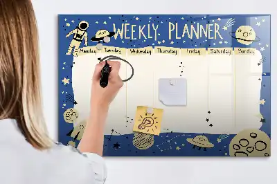 Magnetic marker board cosmic weekly planner