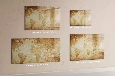 Magnetic glass dry erase board vintage world map design