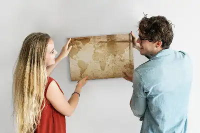 Magnetic glass dry erase board vintage world map design