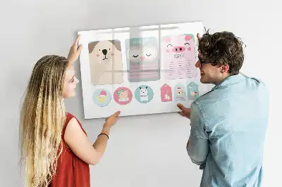 Magnetic marker board with happy animals design