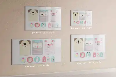 Magnetic marker board with happy animals design