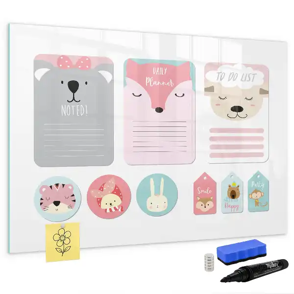 Magnetic glass dry erase board happy bookmarks design