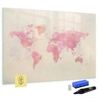 Magnetic marker board watercolor world map print