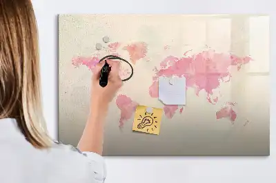 Magnetic marker board watercolor world map print