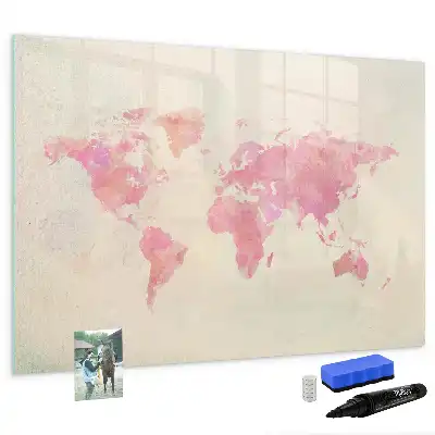 Magnetic marker board watercolor world map print