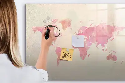 Magnetic marker board watercolor world map print