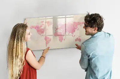 Magnetic marker board watercolor world map print