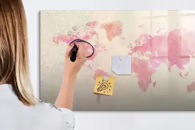 Magnetic marker board watercolor world map print