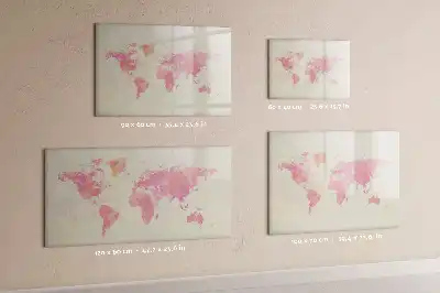 Magnetic marker board watercolor world map print