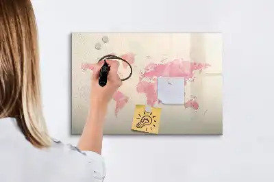 Magnetic marker board watercolor world map print
