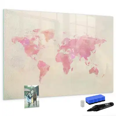 Magnetic marker board watercolor world map print